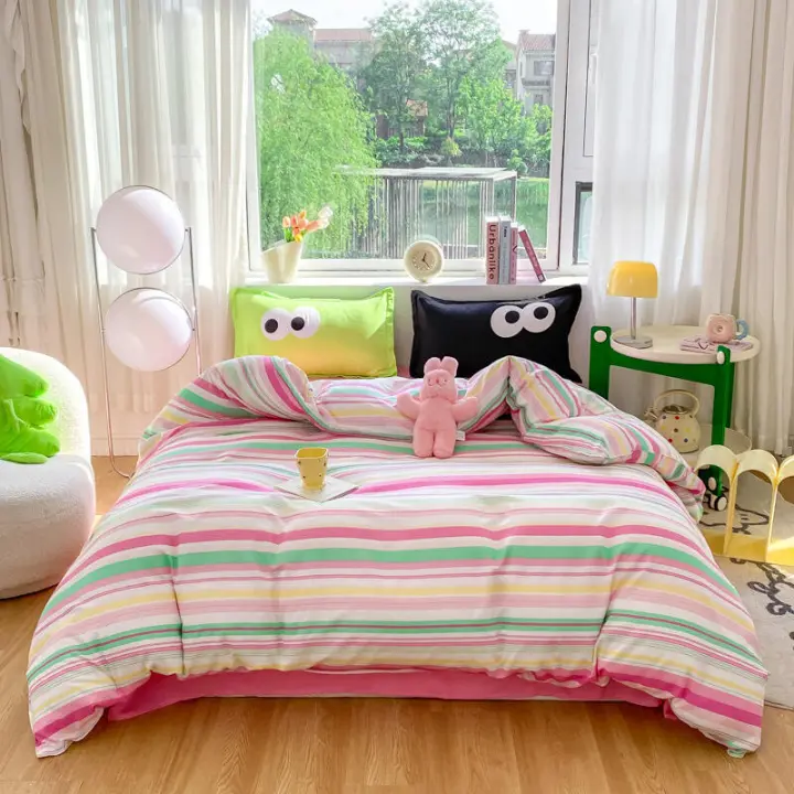 Nueva ropa de cama de cuatro piezas de aloe vera, juego de tres piezas para dormitorio de estudiantes, algodón lavado y cómodo - 1