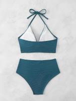 Bikini de Cintura Alta 2025 Traje de Baño de Halter para Mujeres Traje de Baño Sólido - details 20