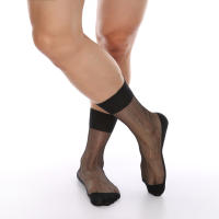 Calcetines de tubo de malla transparente para hombre con empeine de talón reforzado Sexy Toe Fethe Medias Calcetines transparentes - details 1