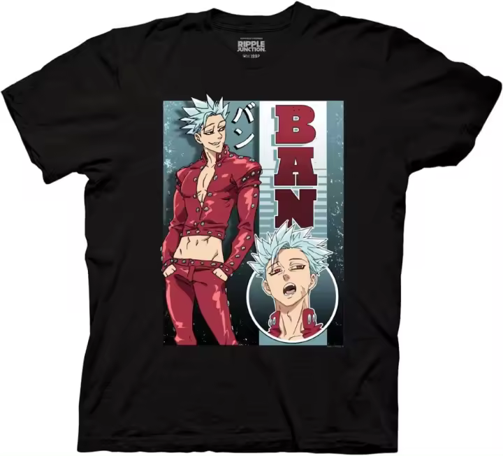 Moda Los Siete Pecados Capitales Ban Posing con Nombre Anime Adulto Camiseta - 1