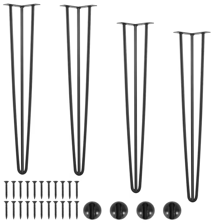 SucceBuy Patas de mesa con horquilla de 0,7 m, juego de 4 patas de escritorio resistentes con capacidad de carga de 408,2 kg para mesas de comedor, bancos y sillas, acero al carbono sólido, acabado negro - 1