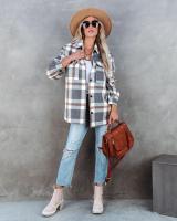 Chaqueta casual de lana con estampado a cuadros de moda de primavera 2025 para mujer - details 4