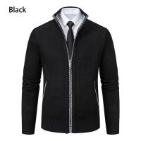 Abrigo deportivo informal para hombre, cárdigan cálido de lana con cremallera, cuello alto, Color sólido, otoño e invierno - details 10
