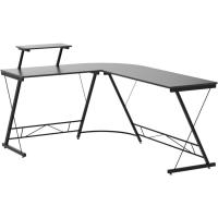 Escritorio Esquinero con Estanteria Grande 162x130x96cm Mesa Esquina Gaming Mesa para Ordenador Escritorio para Estudio Oficina Despacho Negra Metal - details 4