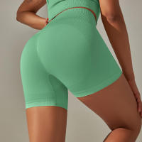 Hamidou-pantalones cortos de Yoga sin costuras para mujer, Shorts de entrenamiento con realce de glúteos, ropa deportiva para gimnasio - details 3