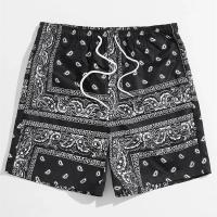Pantalones cortos de playa con estampado clásico para hombre, pantalones cortos con cordón y estampado retro, bañadores informales de moda hawaiana para vacaciones en el mar - details 1