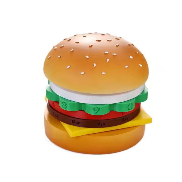 Calendario perpetuo de hamburguesa creativo, parte inferior antideslizante, calendario de escritorio giratorio reutilizable, fecha decorativa giratoria - 1