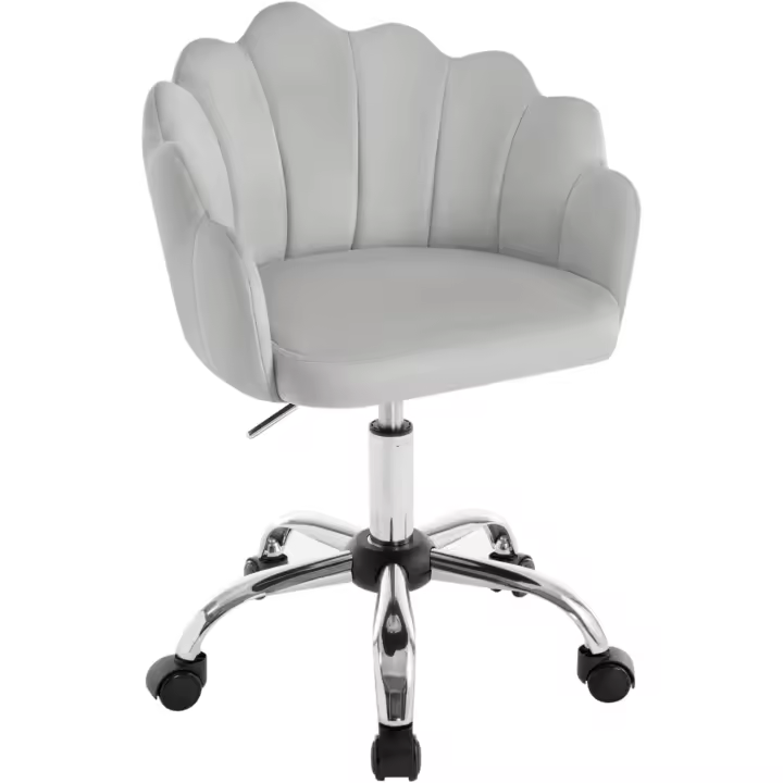 Escritorio con Ruedas, Silla Ergonómica de Terciopelo con Respaldo, Sillón Lounge de Tocador - 1
