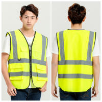Chaleco de Seguridad de Alta Visibilidad con Bolsillo Franja Reflectante Cierre de Cremallera Para Trabajo de Constructcción Deportes Nocturnos Ropa de Ciclismo Tela Transpirable - details 5