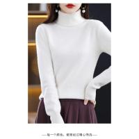 Suéter de cachemira de lana de 100% para mujer, suéter tejido con cuello alto, jerséis de manga larga, ropa de otoño e invierno, Jersey cálido, Tops - details 24