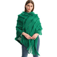 Chal de mujer para mantenerse caliente en otoño e invierno, capa de color sólido, suéter de punto de capucha - details 1