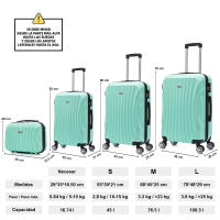 Juego de maletas ABS Rígida 4 piezasMaleta Cabina 55cmMaleta Mediana 68cmMaleta Grande 78cmNeceser 29cm NegroAzulMarinoRosaDoradaPlateadaMentaRojoMorada - details 0