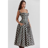 Vestido Largo Vintage de Verano 2025 Estilo de Corte Real con Cuello de Corazón Dulce - details 10