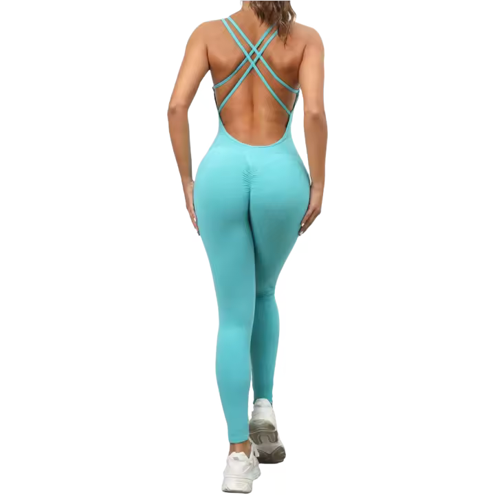 Monos de Yoga sin Mangas para Mujeres Conjunto de Entrenamiento Transpirable con Salto Trasero de Gimnasio - 1