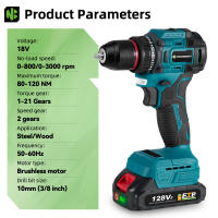 NEWBENY-taladro eléctrico sin escobillas de 10mm, 21 + 2 Torque, destornillador eléctrico inalámbrico, herramienta doméstica DIY para juego de pines de batería Makita de 18V - details 2