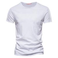 Camiseta de Color sólido de alta calidad para hombre, camisetas informales con cuello redondo, novedad de verano, Camiseta clásica 100% de algodón para hombre - details 9