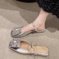 Nuevas Sandalias Platas para Mujer 2025 Punta Cuadrada de Diamantes de Imitación - details 1