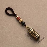 Llavero De Cuerda De Cuero Y Latón Con Sutra Budista Tíbetano Para Coche Colgante De Suerte Joyería Lanyard Para Bolsos Vintage Unisex - details 3