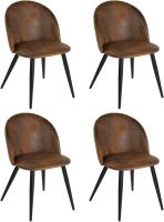 Juego de 4 sillas giratorias de ante para comedor con asiento acolchado, sillas de diseño para salón o cocina, con patas de metal negro, marrón - details 97