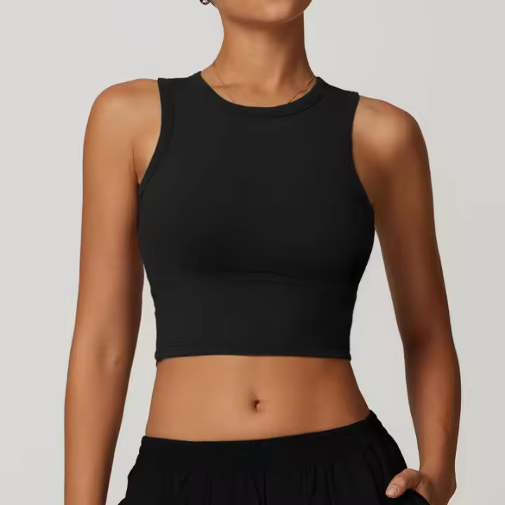 Chaleco de yoga sin mangas con cuello halter para mujer Chaleco deportivo ajustado con cuello halter - 1