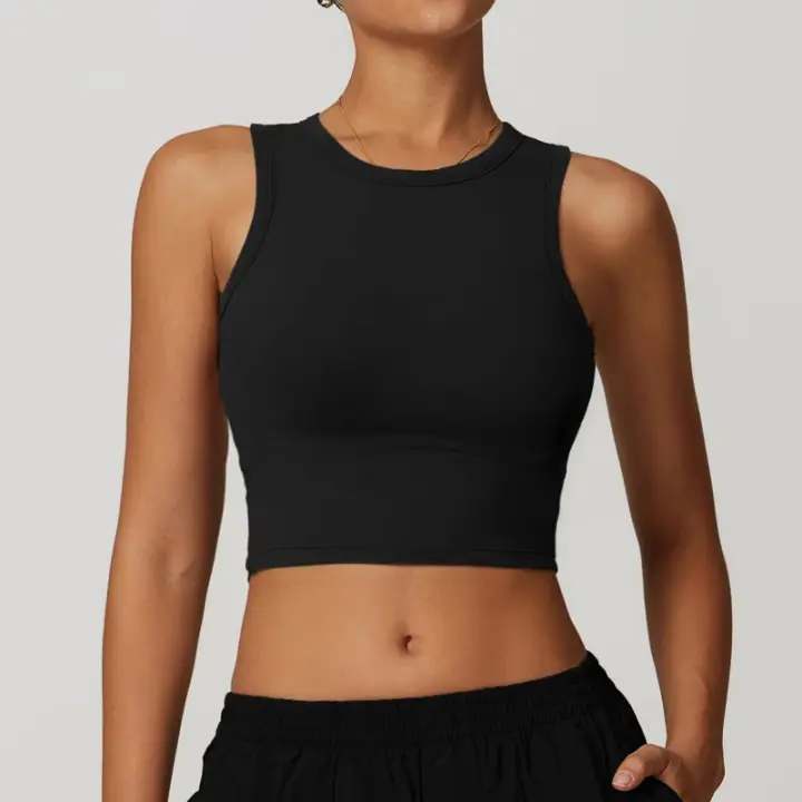 Chaleco de yoga sin mangas con cuello halter para mujer Chaleco deportivo ajustado con cuello halter - 1