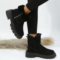 Botas de invierno de las mujeres de moda, zapatos de algodón cálidos y gruesos, forro de agarre a mitad de la pantorrilla, las mujeres de una sola pieza de invierno botas de ante tobillo - details 8