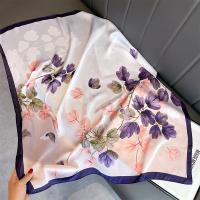 Bufanda cuadrada de seda con estampado de moda de 90CM para mujer, diadema de diseño, pañuelo para mujer, Hijab, chal, Foulard Echarpe para la cabeza - details 8