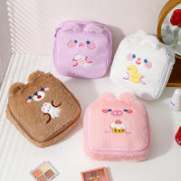 Bolso De Maquillaje Grande De Peluche Invierno Dibujos Animados Para Niñas Bolsa De Cosméticos Portátil Con Orejas De Conejo Bolsa De Lavado Y Estuche De Lápices - details 1