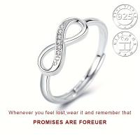 Anillo de plata de ley 925 de 2 g con diseño de infinito de moda, circonita brillante con incrustaciones, joyería ajustable para - details 1
