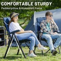Silla de Camping Adulto 150kg Silla de Jardín Plegable Portátil de Alta Resistencia Respaldo Alto Silla Reclinable de 4 Posiciones para Campamento Picnic Jardín Caravana (1 Pc, Azul) - details 2