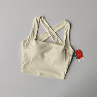 Sujetador deportivo desnudo sin costuras con espalda cruzada para mujer con tirantes anchos, sujetador de Fitness para correr, chaleco de Yoga absorbente de golpes - details 2