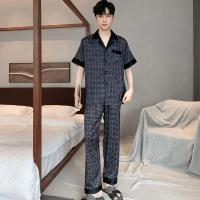 Pijamas de Seda de Hielo de Alta Gama para Hombres Ropa de Casa de Simulación de Seda de Manga Corta Traje de Camisón Extra Fino para Primavera y Otoño, Nuevo Verano - details 7