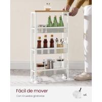 Carro de 4 Niveles, Carro Estrecho de Cocina con Ruedas, con Asa, para Espacio Reducido, 22 x 45,4 x 77 cm, para Cocina, Baño, Salón, Estudio, Marrón Rústico y Negro - details 29