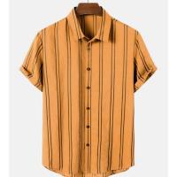 Moda a rayas para hombre 3d, estilo festivo, manga corta, camisa extragrande, ropa informal para playa, calle, suéter de fiesta - details 8