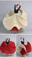 Falda baile gasa flamenca para mujer, faldas largas Color sólido 720 grados, ropa práctica bailarina, falda de estilo chino con - details 13