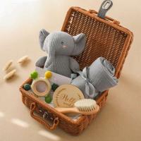Tarjeta de Marca Prensatelas Recién Nacido Sandro de Crochet Elefante Dispositivo de Mordisco de Casco de Silicona Toalla de Algodón Cepillo Regalo de Punto - details 9