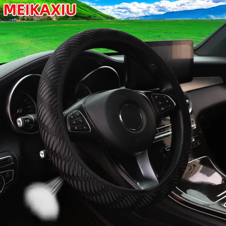 Una protección solar de verano con agujero largo, tela de malla transpirable, cubierta elástica para volante de coche, tapicería de coche - 1