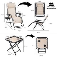 Tumbonas o sillas plegables de exterior para jardín, playa, piscina, terraza. Gravedad Zero 2 Unidades, Acero Ligero, Portavasos y Reposacabezas. - details 11