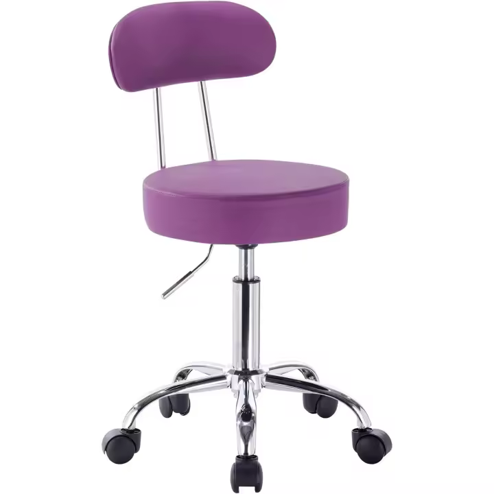 Taburete de Trabajo de 1 Pieza Giratorio Taburete de Silla Giratoria Silla de Oficina con Respaldo de Altura Regulable en Blanco - 1