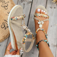 Sandalias de cuña de gran tamaño para mujer, novedad de verano 2025, sandalias romanas informales de playa con banda elástica y suela gruesa para mujer - details 1