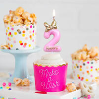 Vela de cumpleaños para niños, suministros de decoración de pastel de fiesta de boda, velas con número de lazo lindo, suministros de cumpleaños para cupcakes, 0-9 - details 2
