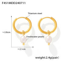 Elegantes pendientes de Perlas de Agua Dulce colgantes de Mujeres colgantes de Maple en todos los colores con pendientes de Anillo Redondo de Amor en stock - details 2