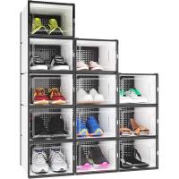 Organizador de Zapatos de Plástico Transparente con Puerta 12 Set, Plegable y Apilable, Tamaño 35,7 x 27,6 x 20,8cm Negro - details 29