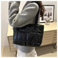 Moda señoras Tote bolsos de gran capacidad de algodón acolchado bolsa de compras rombo bolso portátil acolchado sólido para viajes de ocio - details 34