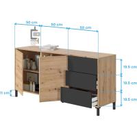 Mueble Buffalo de Estilo Brooklyn 2 Puertas, 3 Cajones Acabado en Color Roble Nodi y Gris Antracita - details 7