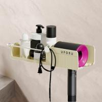 Soporte para secador de pelo montado en la pared, estante de almacenamiento para secador de pelo de gran capacidad, ahorro de espacio, organizador de secador de pelo de plástico autoadhesivo - details 9