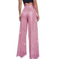 Moda femenina New -End Color sólido Pierna ancha con lentejuelas drapeadas Pantalones casuales para mujer - details 15
