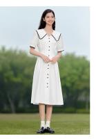 Vestido de Algodón Puro Semir Manga de Abanico Grande, Escote Ancho, Estilo Universitario para Mujeres Nueva Moda de Verano 2024 - details 1