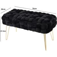 Taburete Moderno de Terciopelo Otomano Rectangular con Patas de Metal Dorado Taburete Acolchado - details 18
