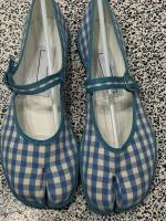 Novedad de verano, zapatos planos de ballet con botones y lona a cuadros coloridos para mujer, zapatos Tabi Mary Jane de estilo dulce para niñas - details 2